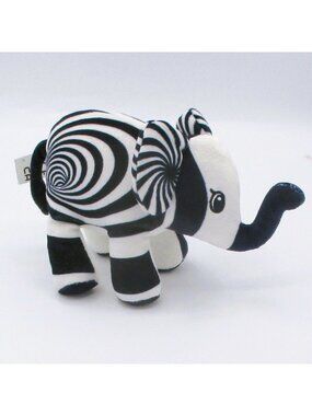 Pop Art Soft Elephant Bean Bag Plush Toy Black  White Swirl Pattern 6" New    u